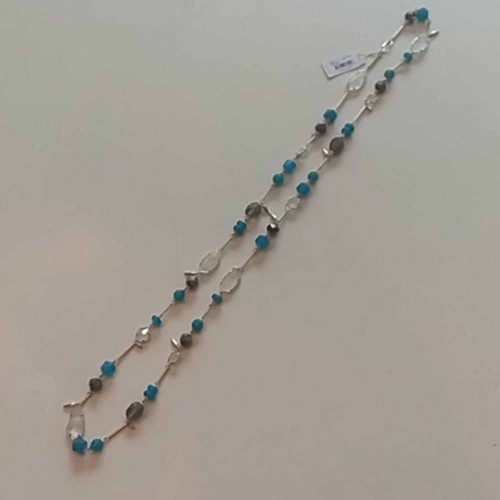 Kendra Scott Ruth Gold Long Station Necklace Teal Turquoise Mix NWT